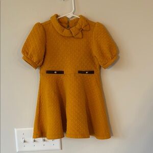 Janie and Jack Yellow A-Line Dress with Puff Sleeves and Peter Pan Collar